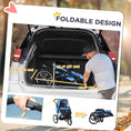 Load image into Gallery viewer, Pet Stroller for Small and Medium Dogs, 3 Big Wheels Cat Stroller Travel Folding Carrier with Adjustable Canopy, Safety Tether, Storage Basket, Blue