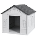 Load image into Gallery viewer, PawHut Plastic Dog House, Water Resistant Puppy Shelter Indoor Outdoor with Door, Easy to Assemble, for Medium and Small Dogs, Gray