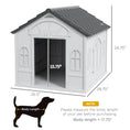 Load image into Gallery viewer, PawHut Plastic Dog House, Water Resistant Puppy Shelter Indoor Outdoor with Door, Easy to Assemble, for Medium and Small Dogs, Gray