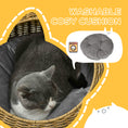 Load image into Gallery viewer, PawHut Rattan Cat Bed, Wicker Cat House Basket with Washable Cushion for Small Indoor Cats and Dogs, Light Brown