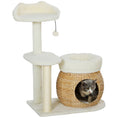 Load image into Gallery viewer, PawHut 31" Cat Tree, Cat Tower for Indoor Cats with Sisal Scratching Posts, Cat Condo, Cat Beds, Platform and Toy Ball, Cat Activity Center, Cream White