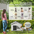Gallery viewerに画像を読み込む, Dog House Wooden Dog Kennel Outdoor with Openable Asphalt Roof, Removable Floor, Door Curtain, Elevated Feet, for Medium Breeds, Light Grey