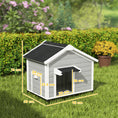 Gallery viewerに画像を読み込む, Dog House Wooden Dog Kennel Outdoor with Openable Asphalt Roof, Removable Floor, Door Curtain, Elevated Feet, for Medium Breeds, Light Grey
