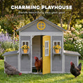 Load image into Gallery viewer, Wooden Chicken Coop, Hen House for 2-4 Hens, Outdoor Playhouse Poultry Cage with 2 Nesting Boxes, Waterproof Roof, Windows, Chicken Hutch for Farm Backyard, 72" x 50" x 54", Gray