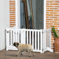 Load image into Gallery viewer, 23.5"H Foldable Dog Gate with Door, 4 Panels Freestanding Pet Gate Barriers Indoor with Support Feet, Puppy Fence for Small Dogs, White