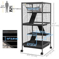 Load image into Gallery viewer, 4-Tier Rolling Small Animal Cage, Deluxe Guinea Pig Cage, Ferret Cage for Mink Chinchilla Kitten Rabbit, Small Pet Play House with Hammock Platform, Ramp, Removable Tray, Charcoal Grey