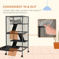 Load image into Gallery viewer, 4-Tier Rolling Small Animal Cage, Deluxe Guinea Pig Cage, Ferret Cage for Mink Chinchilla Kitten Rabbit, Small Pet Play House with Hammock Platform, Ramp, Removable Tray, Charcoal Grey