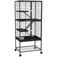Load image into Gallery viewer, Small Animal Cage with Wheels, Pet Playpen for Rat, Kitten, Ferrets, Chinchillas with Bottom Storage Shelf, Removable Tray, Ramp, 24.2" x 17.9" x 53.5", Black