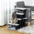 Load image into Gallery viewer, Cat Stairs 4 Steps for Bed, Couch with Scratching Posts, Small Cat Tree for Indoor Cats with Toy Ball, 23.5" x 16" x 25", Light Grey