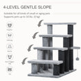 Load image into Gallery viewer, Cat Stairs 4 Steps for Bed, Couch with Scratching Posts, Small Cat Tree for Indoor Cats with Toy Ball, 23.5" x 16" x 25", Light Grey