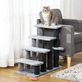 Load image into Gallery viewer, Cat Stairs 4 Steps for Bed, Couch with Scratching Posts, Small Cat Tree for Indoor Cats with Toy Ball, 23.5" x 16" x 25", Light Grey