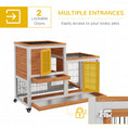 Gallery viewerに画像を読み込む, Wooden Indoor Rabbit Hutch, Guinea Pig House, Bunny Small Animal Cage With Wheels, Enclosed Run 110 x 50 x 86 cm, Yellow