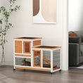 Gallery viewerに画像を読み込む, Wooden Indoor Rabbit Hutch, Guinea Pig House, Bunny Small Animal Cage With Wheels, Enclosed Run 110 x 50 x 86 cm, Yellow