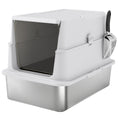 Load image into Gallery viewer, XL Stainless Steel Cat Litter Box with Lid, Extra Large Enclosed Metal Litter Box for Big Cats with Scoop, Flip Top, Easy Clean & No Odors, Non-Sticky