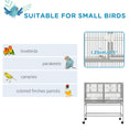 Load image into Gallery viewer, 40"H Divided Breeder Bird Cage with Rolling Stand Removable Metal Tray, Storage Shelf, Wood Perch, and Food Container, Light Grey