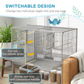 Load image into Gallery viewer, 40"H Divided Breeder Bird Cage with Rolling Stand Removable Metal Tray, Storage Shelf, Wood Perch, and Food Container, Light Grey