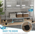 Load image into Gallery viewer, 40"H Divided Breeder Bird Cage with Rolling Stand Removable Metal Tray, Storage Shelf, Wood Perch, and Food Container, Light Grey