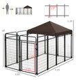 Load image into Gallery viewer, PawHut Dog Kennel Outdoor with Waterproof Canopy, Dog Run with Galvanized Chain Link, Secure Lock, for Backyard and Patio, Large and Medium Sized Dogs, 9.3' x 4.6' x 5.2'