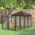Load image into Gallery viewer, PawHut Dog Kennel Outdoor with Waterproof Canopy, Dog Run with Galvanized Chain Link, Secure Lock, for Backyard and Patio, Large and Medium Sized Dogs, 9.3' x 4.6' x 5.2'