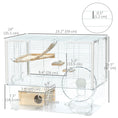 Load image into Gallery viewer, Hamster Cage, Transparent Small Animal House with Deep Bottom, Wooden Ramp, Hut, Bathroom and Exercise Wheel for Hamster and Gerbil, 23.2" L x 14" W x 18.5" H, White