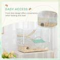 Load image into Gallery viewer, Hamster Cage, Transparent Small Animal House with Deep Bottom, Wooden Ramp, Hut, Bathroom and Exercise Wheel for Hamster and Gerbil, 23.2" L x 14" W x 18.5" H, White
