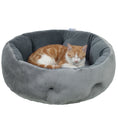 Load image into Gallery viewer, Cat Bed, Reversible Dog Pet Bed for Indoor Cats and Small Dogs, Round Bed with Supportive Bolster, Dark Grey