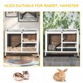 Load image into Gallery viewer, PawHut Rabbit Hutch with Wheels, Desk and Side Table Sized, Wooden Rabbit Cage, Waterproof Small Bunny Cage with Removable Tray, Openable Roof, for Indoor & Outdoor, Brown