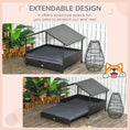 Load image into Gallery viewer, Rattan Dog House, Extendable Outdoor Wicker Dog Bed w/ Water-Resistant Roof, Removable Cushion, for Small and Medium Dogs - Grey