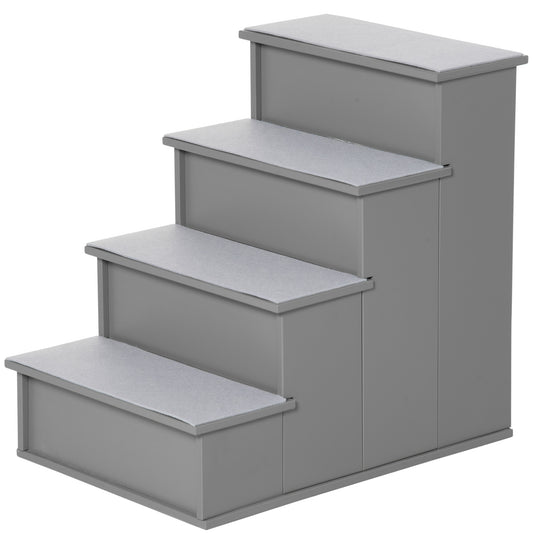 PawHut Pet Stairs, Small Pet Steps with Cushioned Removable Covering for Dogs and Cats Up To 22 Lbs., Grey