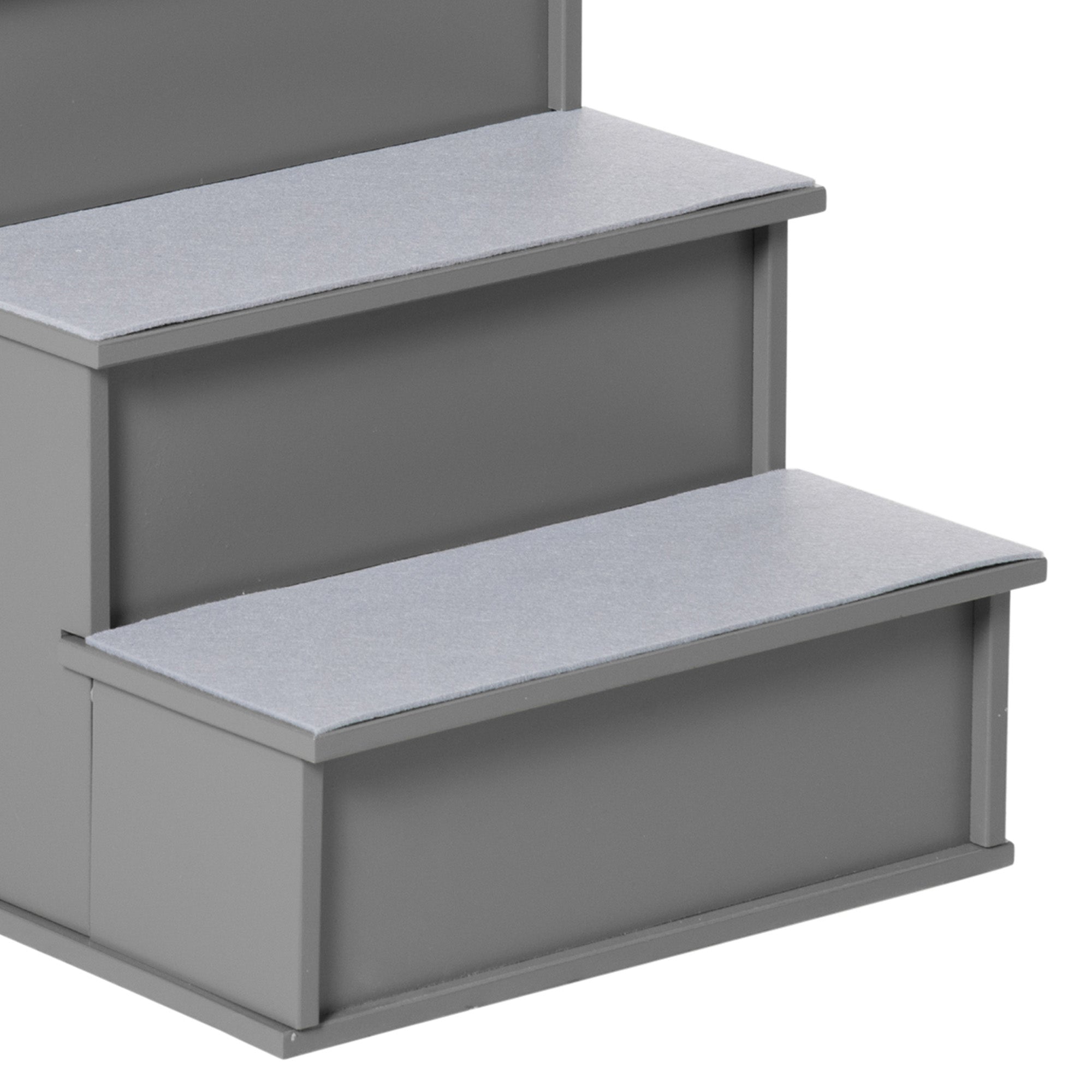 PawHut Pet Stairs, Small Pet Steps with Cushioned Removable Covering for Dogs and Cats Up To 22 Lbs., Grey