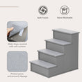 Load image into Gallery viewer, Pet Stairs Dog Steps for High Bed, 4 Levels Dog Stairs for Car, Wooden Cat Ladder with Non-Slip Carpet, 15.7" L x 23.2" W x 21.3" H, Grey