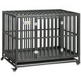 Load image into Gallery viewer, Heavy Duty Steel Dog Crate Kennel Pet Cage with Wheels for Portability and a Door for Convenient Access Anti-Pinching Floor, 43.7" L x 28.7" W x 34.6"H, Black