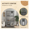 Load image into Gallery viewer, PawHut 74" Wooden Catio Outdoor Cat House Weatherproof & Wheeled, Outside Cat Enclosure with High Weight Capacity, Kitten Cage Condo, Light Gray