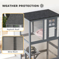 Load image into Gallery viewer, 74"H Wooden Catio Cat Enclosure, Indoor Outdoor Kitten House with Weatherproof Asphalt Roof & Brake Wheels, Luxury Kitten Condo Cage for Multiple Cats, Light Grey