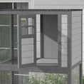 Load image into Gallery viewer, 74"H Wooden Catio Cat Enclosure, Indoor Outdoor Kitten House with Weatherproof Asphalt Roof & Brake Wheels, Luxury Kitten Condo Cage for Multiple Cats, Light Grey