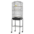 Load image into Gallery viewer, Bird Cage Budgie Cages for Finch Canary Parakeet with Stand Wheels Slide-out Tray Accessories Storage Shelf, Black 46.5 x 36 x 157 cm