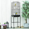 Load image into Gallery viewer, Bird Cage Budgie Cages for Finch Canary Parakeet with Stand Wheels Slide-out Tray Accessories Storage Shelf, Black 46.5 x 36 x 157 cm