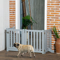 Load image into Gallery viewer, 23.5"H Foldable Dog Gate with Door, 4 Panels Freestanding Pet Gate Barriers Indoor with Support Feet, Puppy Fence for Small Dogs, Grey