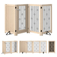 Load image into Gallery viewer, Freestanding Pet Gate, Foldable Dog Gate with Lockable Door, Metal Support Feet & 360° Flexible Hinges, 4 Panel Indoor Dog Barrier for House, Stairs, Doorway, 205 x 30.5 x 91.5 cm, Oak