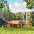 Load image into Gallery viewer, 95"L Large Chicken Run, Wooden Chicken Coop with Nesting Box, Lift-up Top, Side Door and Wooden Roof, Poultry Cage for Outdoor, for 4-8 Chickens, Rabbits, Ducks, Orange