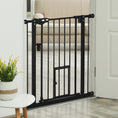 Load image into Gallery viewer, 30"H Dog Gate with Cat Door, Pet Gate with Small Door, Easy Open Indoor Dog Gates for Doorways, House, Stair, 29"-32" Long, Black