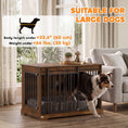 Charger l'image dans la visionneuse de la galerie, Dog Crate Furniture, 100 cm Wooden Dog Kennel Indoor Double Door with Sliding Barn Door, Decorative Pet Kennel End Side Table for Large Breeds, Tiger Wood Grain, Black