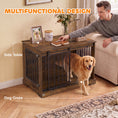 Charger l'image dans la visionneuse de la galerie, Dog Crate Furniture, 100 cm Wooden Dog Kennel Indoor Double Door with Sliding Barn Door, Decorative Pet Kennel End Side Table for Large Breeds, Tiger Wood Grain, Black