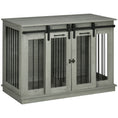 Load image into Gallery viewer, PawHut Dog Crate Furniture with Divider, Dog Crate End Table for Small to Large Dogs, Large Indoor Dog Kennel with Double Doors, 47"W x 23.5"D x 35"H, Gray