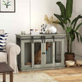 Load image into Gallery viewer, PawHut Dog Crate Furniture with Divider, Dog Crate End Table for Small to Large Dogs, Large Indoor Dog Kennel with Double Doors, 47"W x 23.5"D x 35"H, Gray