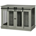 Load image into Gallery viewer, PawHut Dog Crate Furniture with Divider, Dog Crate End Table for Small to Large Dogs, Large Indoor Dog Kennel with Double Doors, 47"W x 23.5"D x 35"H, Gray