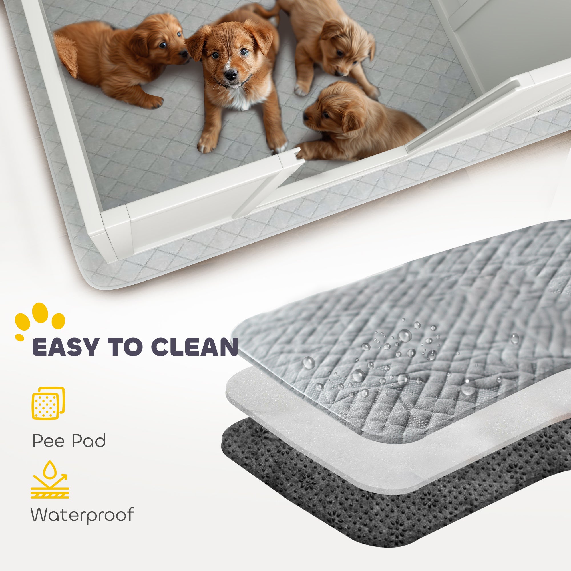 PawHut Whelping Box for Dogs and Puppies, Dog Whelping Box with Washable Waterproof Pee Pad & Adjustable Door for Large, Medium and Small Dogs, White, 96" x 47" x 19"