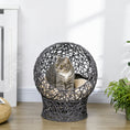 Load image into Gallery viewer, Cat Bed, Elevated Rope Weave Cat Egg Chair with Cushion, Handwoven Kitty House with Stand for Indoor Kittens, Violet