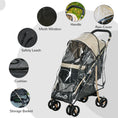 Load image into Gallery viewer, Dog Stroller with Rain Cover, Foldable Dog Pram, 4 Wheels Pet Pushchair with Safety Leashes, for Small, Miniature Dogs, Cats - Khaki