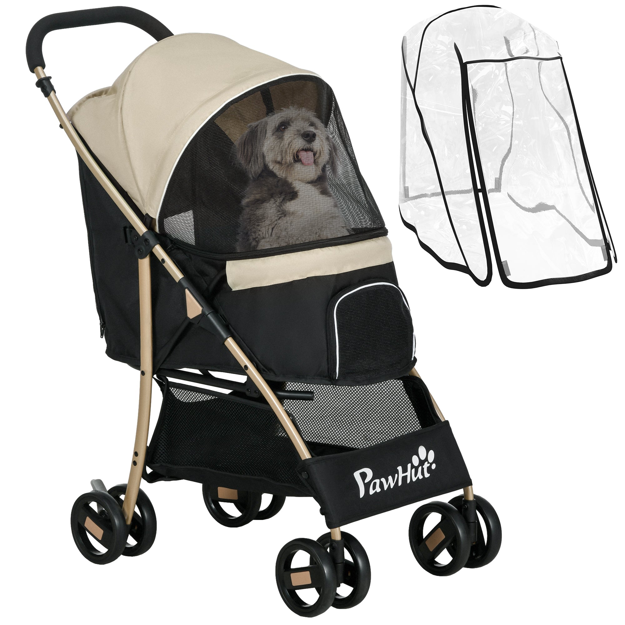 amazon dog stroller small dog PawHut Foldable Pet Stroller with Rain Cover Safe Comfy Portable Pram